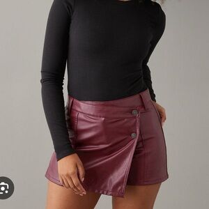 AE Red Leather Skort